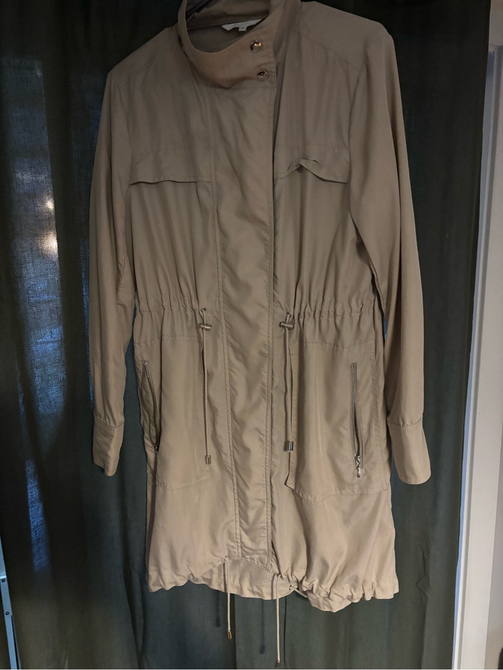 Max Cocos Women’s Beige Drawstring Waist Trench Coat size M